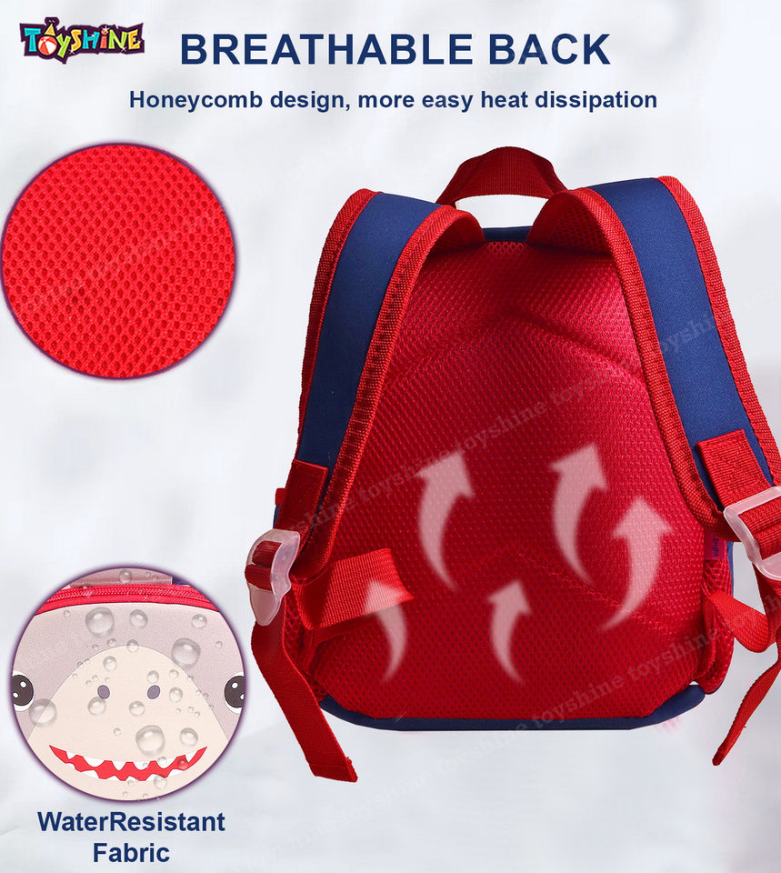 Toyshine 12" Cute Shark Face Backpack for Kids Girls Boys Toddler Backpack Preschool Nursery Travel Bag - Mini Size - GreyMulti
