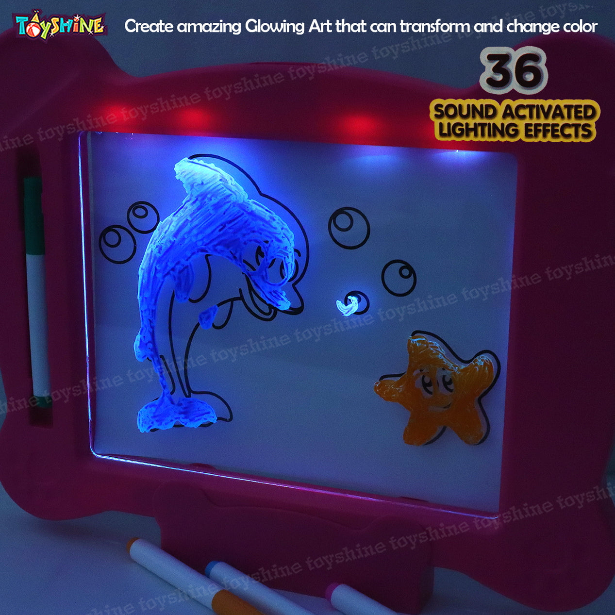 Toyshine Big Magic Pad Light Up LED Drawing Tablet with Stencils 4 Ne