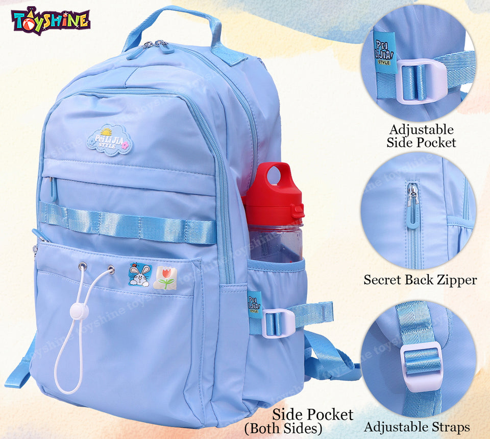 Toyshine Cute Bunny High School Backpacks for Teen Girls Boys, Lightweight Bags for Kids - Blue