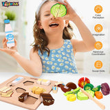 Toyshine Pack of 4 Wooden Toddler Puzzles | Small ABC, Shape Puzzle, Cutting Bakery Food and Vegetables | Kids Educational Preschool Puzzles for Children Babies Boys Girls