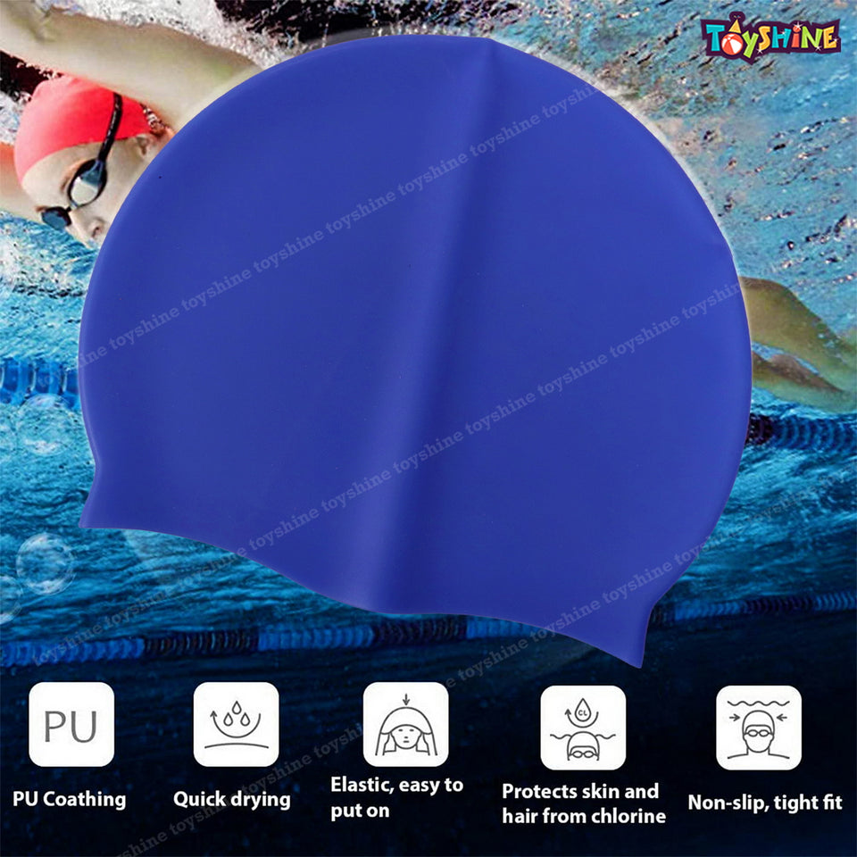 Toyshine Swimming Combo Kit for kids- 1 pc swim cap, 1 Anti Fog Goggles with ear plugs (Blue Combo)