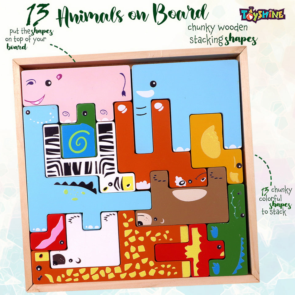 Toyshine Wooden Animal Creative Building Blocks Puzzle, Children’s Building Blocks , Three-Dimensional Puzzle for Kids