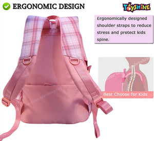 Toyshine High School Backpacks for Teen Girls Boys with 3 Cute Badges, Lightweight Bags for kids - Pink