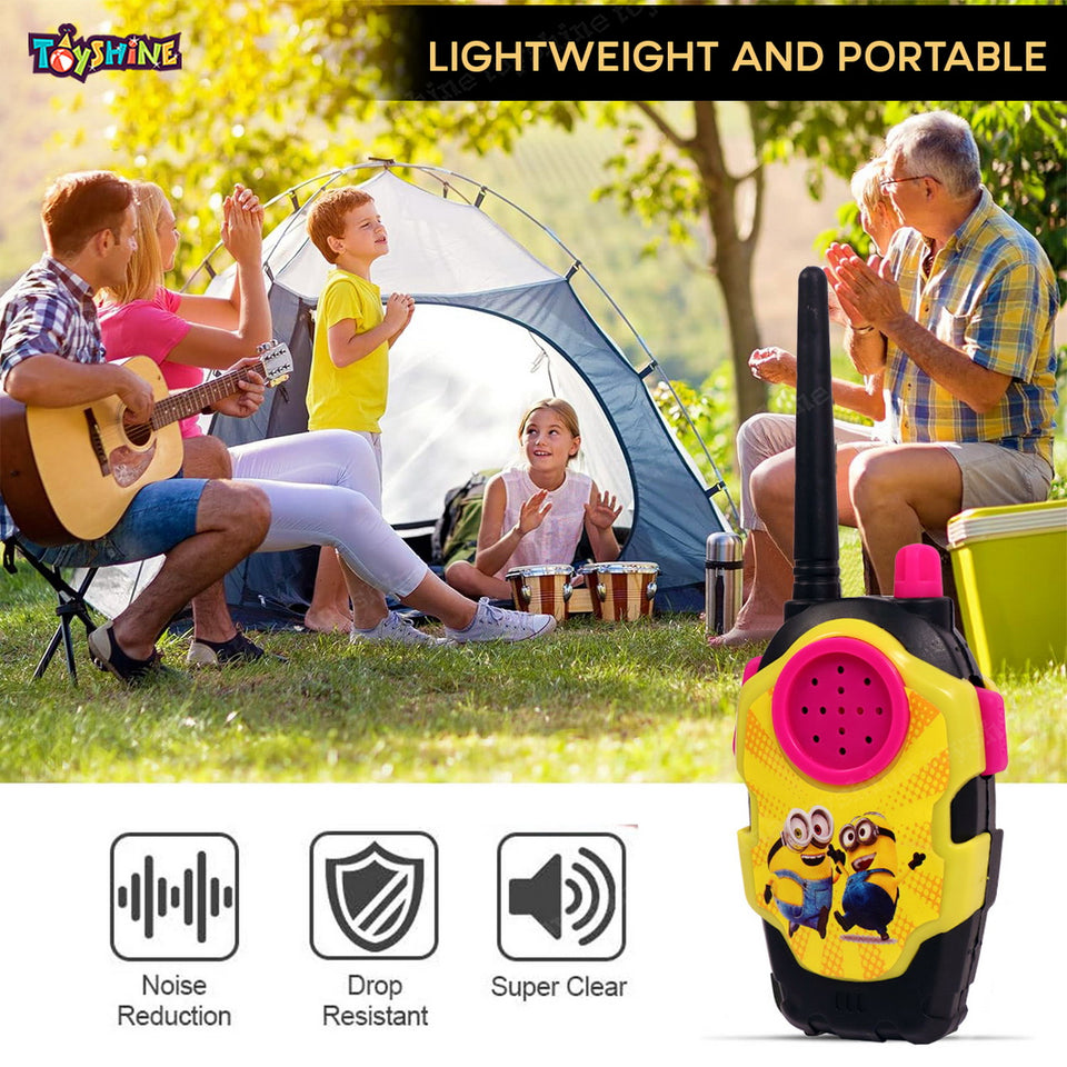 Toyshine Cartoon Theme Battery Operated Walkie Talkies for Outside Camping Hiking Indoor and Outdoor 2 Way Radio Toy for Kids Age 3-12 - Yellow