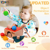 Toyshine Wooden 3 in 1 Wooden Ball Hammer Pound Shape Sorter Toy for Toddlers, 7 Shapes, 3 Balls 1 Hammer Toy Montessori Toys for Baby Boys & Girls Interactive Learning fine Motor Skills Toy