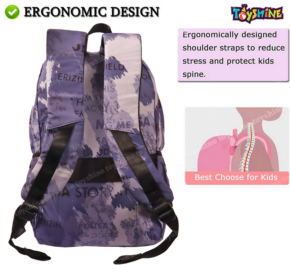Toyshine Camo Print High School College Backpacks for Teen Girls Boys Lightweight Bag - Grey