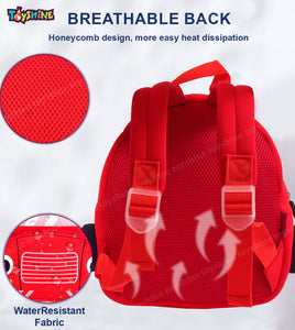 Toyshine 12" Cute Car Face Backpack for Kids Girls Boys Toddler Backpack Preschool Nursery Travel Bag - Mini Size -Red