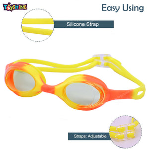 Toyshine Kids Swim Goggles and Fish Design Swim Hat for Child Boys Girls Age 3-12- with ear and nose plug (Red -Multi)