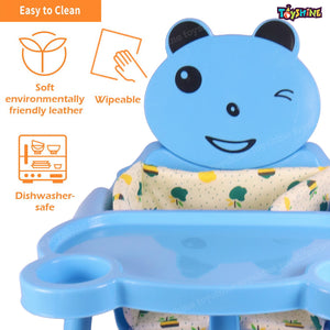 Toyshine Three in One Portable Foldable Multifunctional Convertible Infant Baby Feeding Chair Booster inbuilt with Detachable Tray Safety Belt and Footrest - Blue