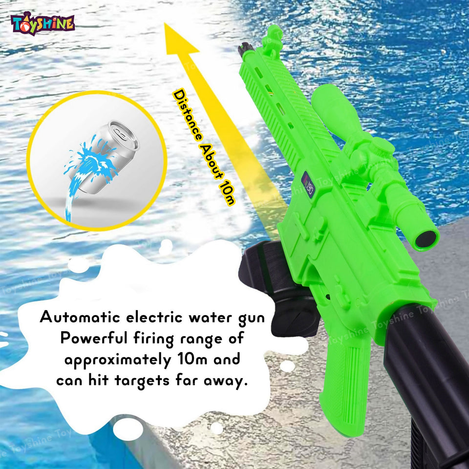 Toyshine Electric Holi Water Toy Gun 600 ML Tank Capacity Rechargeable with Pressure Mechanism for Range Upto 25 FT A Powerful Squirt Guns for Kids Outdoor Water Fun - Green