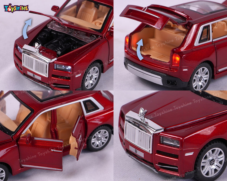 Toyshine 1:32 Scale Rolls-Royce Phantom Model Alloy Six Side Open Die-Cast Pull Back Toy Car with Sound and Light Echo Car Model Toy - Maroon