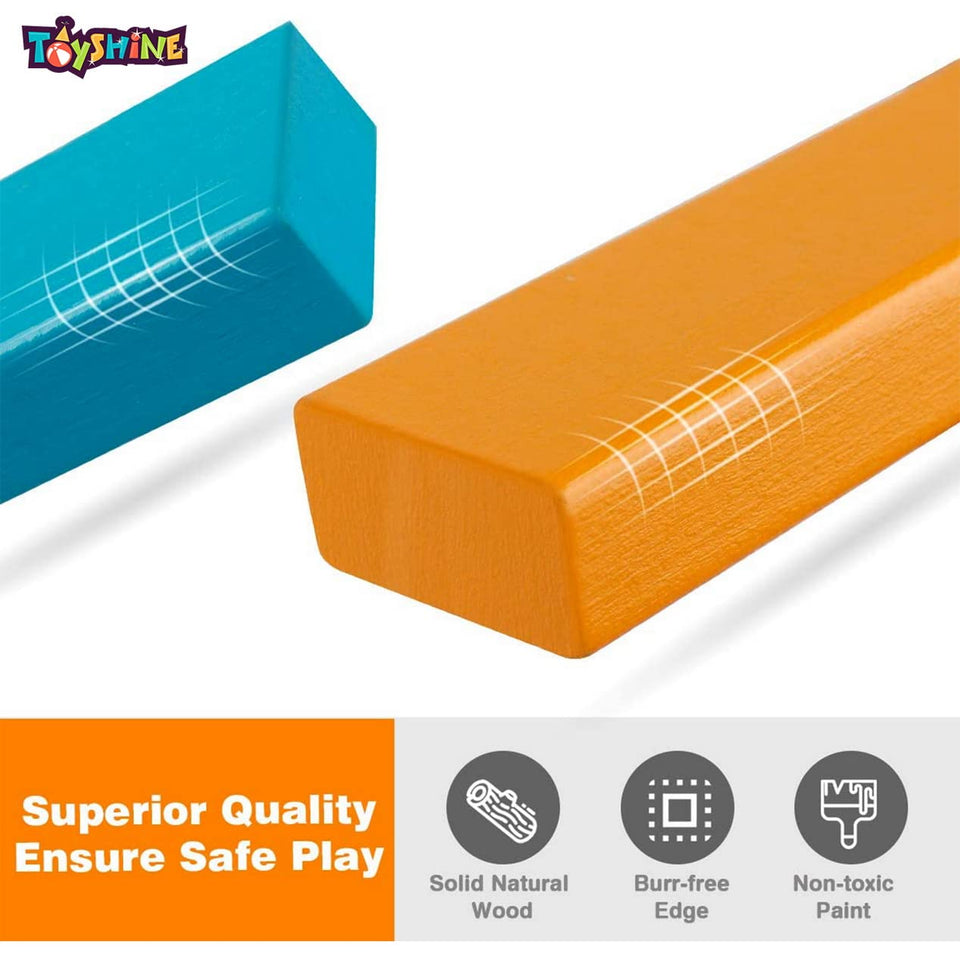Toyshine Premium Wooden Building Block Dominoes, Party Game, Tumbling Tower Game (54 Pieces)