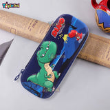 Toyshine Hardtop Pencil Case with Multiple Compartments - Kids School Supply Organizer Students Stationery Box - Girls Pen Pouch- Dino Blue