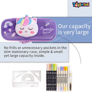 Toyshine Pink Unicorn Hardtop Pencil Case with Compartments - Kids Lar