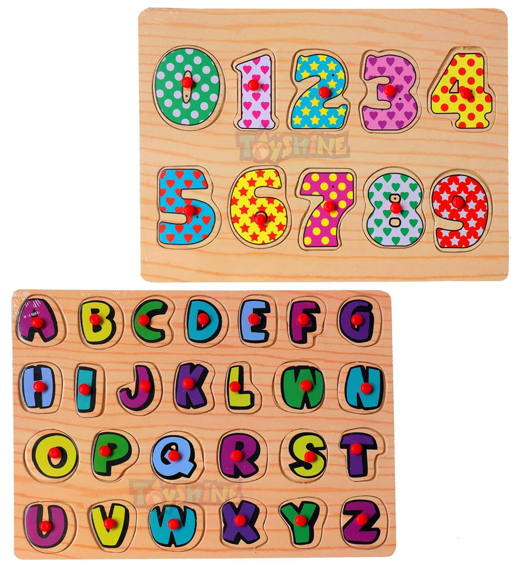 Wooden Numbers 123 and ABC Alphabets Board (Pack of 2