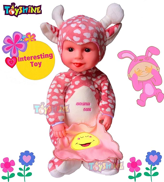 Toyshine Giraffe Peek-A-Boo Laughing Plush Stuffed Animal, 12 Inches, Pink