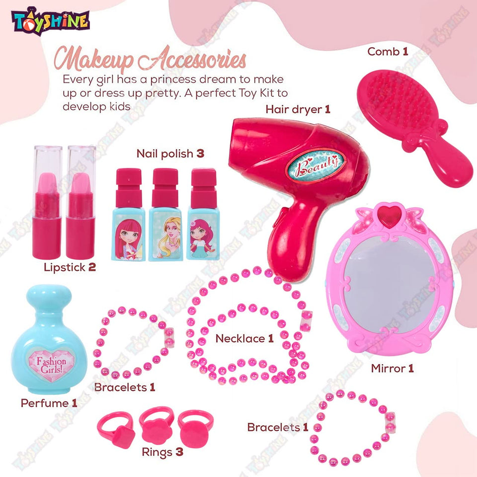 Toyshine Carry Along Dressing Set Toy with Briefcase and Accessories, Beauty Make Up Set Makeup Pretend Play Toy (Multicolor)