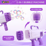 Toyshine Rocket Boom 32 Hole Bubble Blaster for Kids | High Volume Bubble Gun with Solution | Ultimate Bubble Fun Maker - Purple