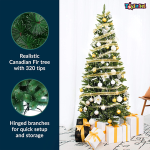 Toyshine 6 feet Artificial X-Mas Pine Tree Christmas Tree with Metal Stand Base for Indoor and Outdoor Home Living Room Office Church Decor