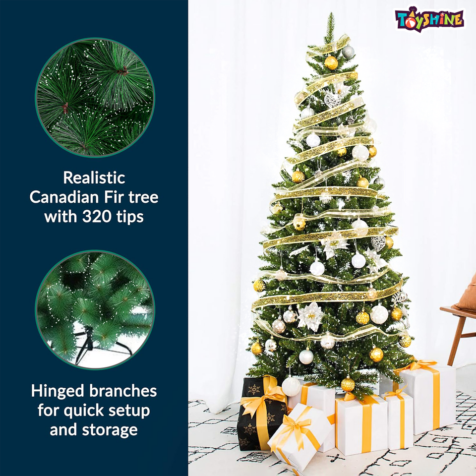 Toyshine 6 feet Artificial X-Mas Pine Tree Christmas Tree with Metal Stand Base for Indoor and Outdoor Home Living Room Office Church Decor