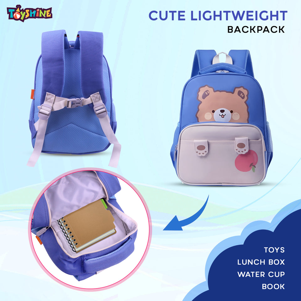 Toyshine 11" Cute Bear Design Kindergarten Backpack for Kids Girls Boys Toddler Backpack Preschool Nursery Travel Bag Picnic Bag, Mini Size - Blue