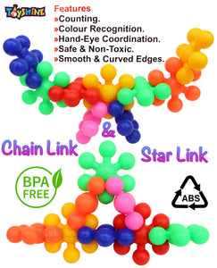 Toyshine Pack of 2 Star Links STEM Toddler Toys - Mind Building Developmental Learning Toy - 70+ Pieces - Multicolor