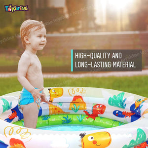 Toyshine Inflatable 3 Rings Baby Bath Tub Swimming Pool Play Centre Toy for Kids - 61 x 61 x 22 Cm- Dino