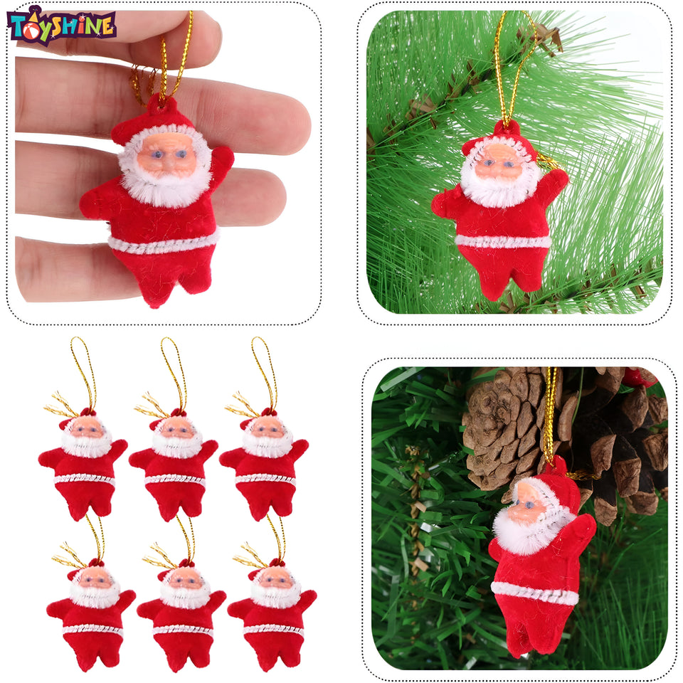 Toyshine 6 Pc Cute Mini Santa Claus Christmas Tree Hanging Decorations Xmas Tree Ornaments Santa Claus Toy Doll for Kids & Christmas Decor
