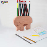 Toyshine Animal Shaped Wooden Pen Pencil Holder|Desk Organizer - Elephant