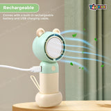 Toyshine Mini Portable Rechargeable Handheld Personal Short Handle Small Desk Fan with 3 speed Airflow | Folding Stand & Inbuilt with Mirror For Kids Girls indoor Outdoor - Yellow