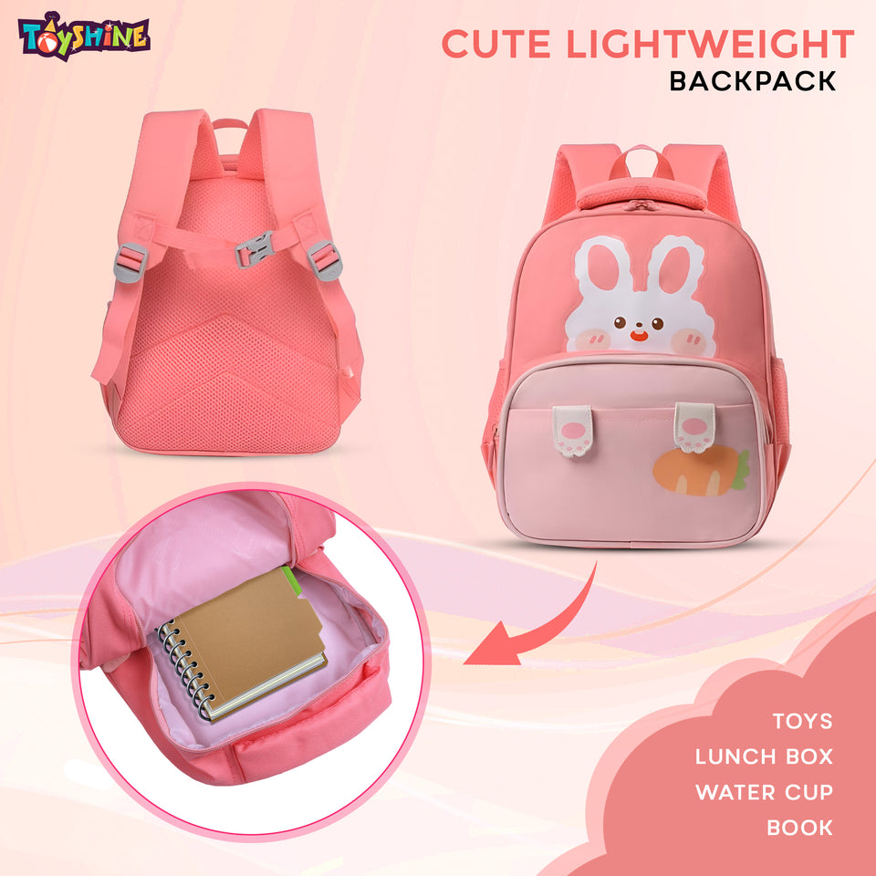 Toyshine 11" Cute Rabbit Design Kindergarten Backpack for Kids Girls Boys Toddler Backpack Preschool Nursery Travel Bag Picnic Bag,Mini Size - Pink