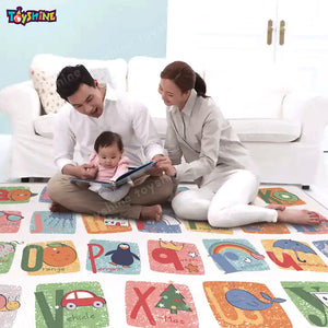 Toyshine 193cm x 176cm Baby Play Mat for Floor Extra Large Foam Play Mat for Baby Foldable Reversable Waterproof Gym Activity Crawling Mat Non Toxic - Alphabet with Animal Print