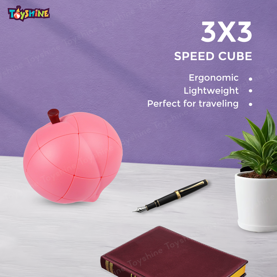 Toyshine Peach Shaped Magic Speed Cube 3x3, Stress Relief Toys for Adults & Children, Cube Educational Creative Puzzle Toys Gifts for Kids Boys Girls Age 3 +