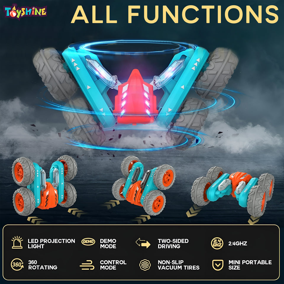 Toyshine Hologram Remote Control Car Stunt RC Cars, 2.4Ghz with Double Sided 360 Flips, 4WD Off Road Drift RC Race Car Toy Stunt Toys for Kids 6-12 Year Old Boys Girls Birthday Gift