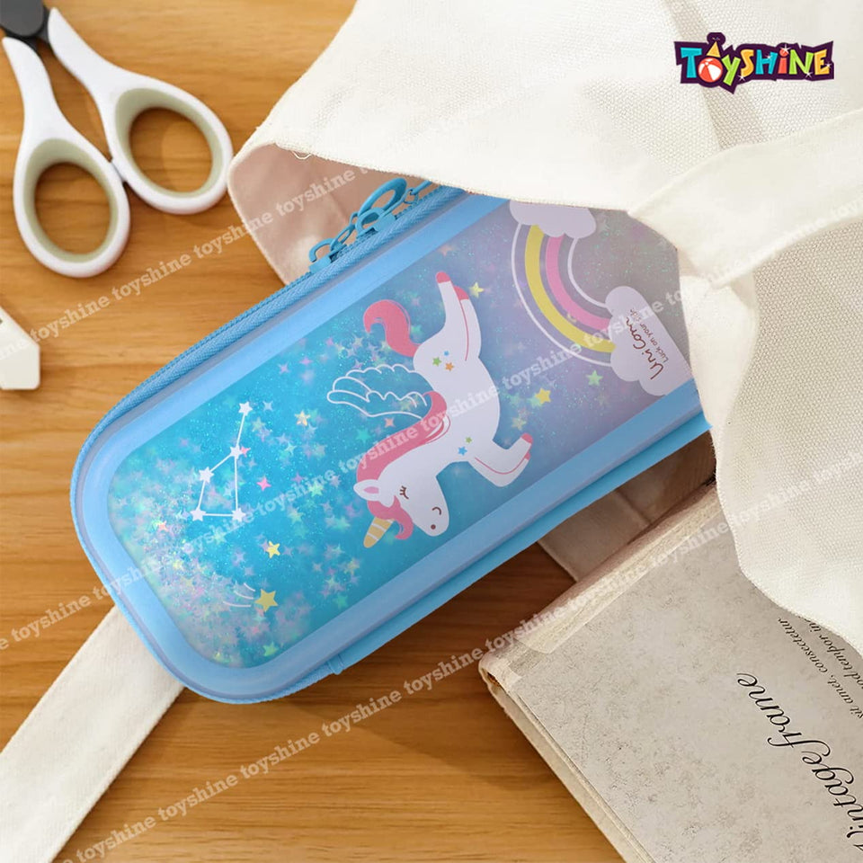 Toyshine Ultra Durable and Heavy Unicorn Pencil Case With Multiple Compartments Stationery Box