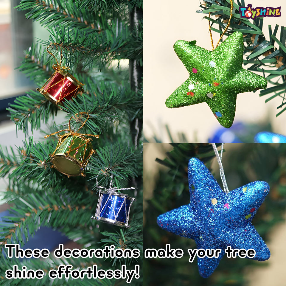 Toyshine 25 Pc Festive Xmas Tree Decorations Christmas Ornaments Hanging Accessories Combo Pack for Home School Office - Eco Small