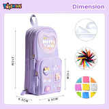 Toyshine 3 Layer Large Capacity Handheld Multifunctional Pencil Pouch for School Kids Students Cute Stationary Gift for Girls Boys - Purple