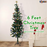 Toyshine 6 Feet Artificial Christmas Tree Xmas Tree for Indoor Outdoor Home Living Room Office Church Decor