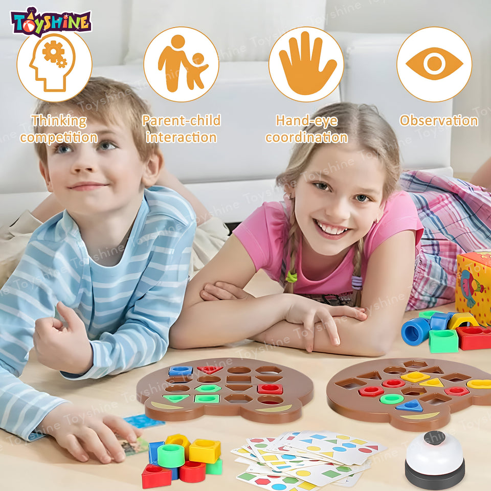 Toyshine Geometric Shape Matching Puzzle Learning Battle Interactive Educational Brainteaser Smart Games Parent Child Interactive Toys for Kids 3+