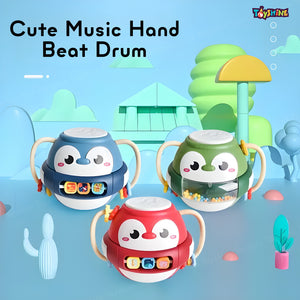Toyshine Baby Intelligence Early Education Hand Drum Baby Penguy Musical Dance Beat Drum Toy Cum Rattle Children Educational Toys - Multicolor