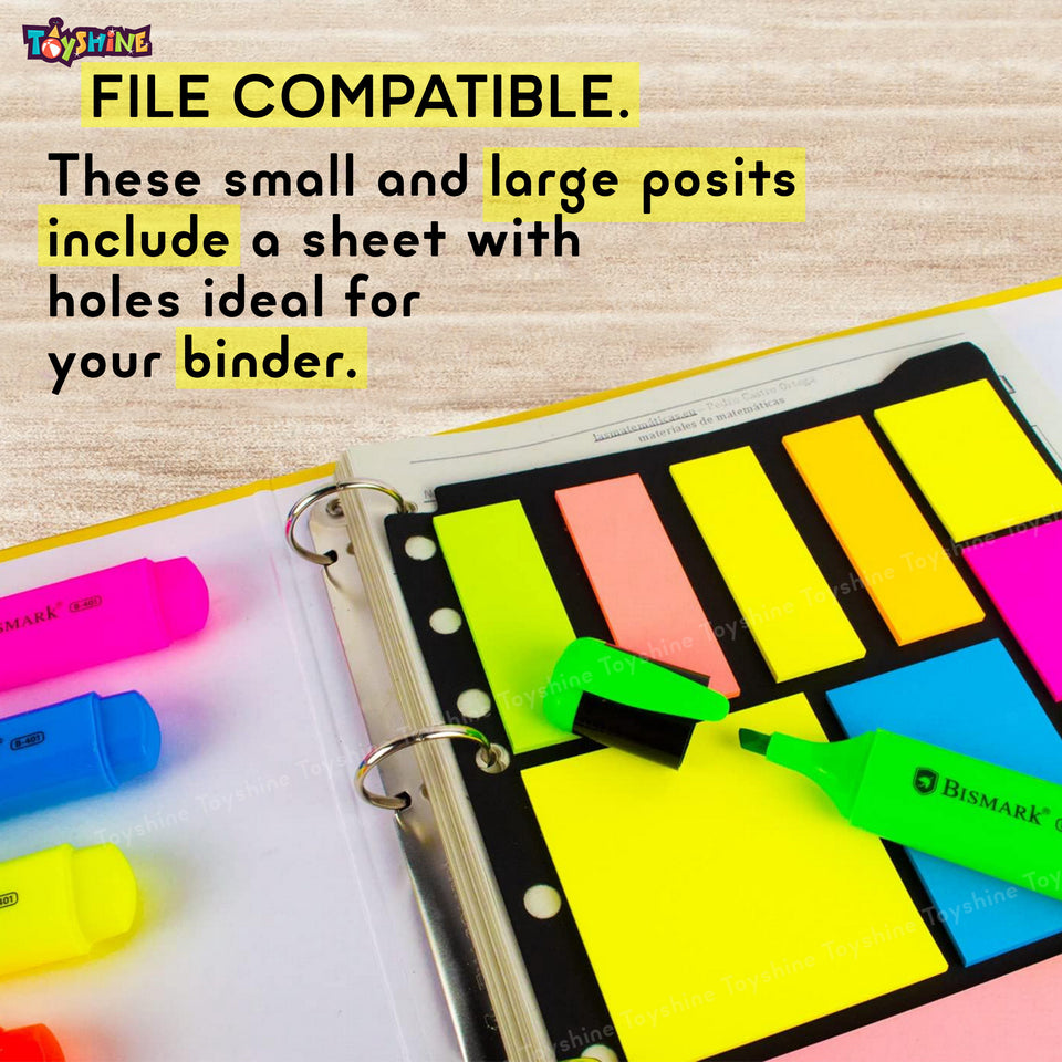 Toyshine 3 Set Super Sticky Notes with Color Coding Pattens Includes 375 pcs Index Tabs Bookmark Stickers and Memo Flag