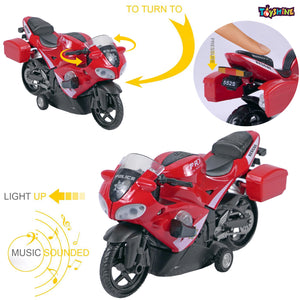 Toyshine 1:16 Scale Pull Back Alloy Simulation Police Superbike with Lights and Sound Toy Bike for Kids - Red