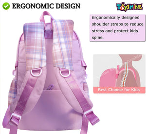 Toyshine High School Backpacks for Teen Girls Boys with 3 Cute Badges, Lightweight Bags for kids - Purple