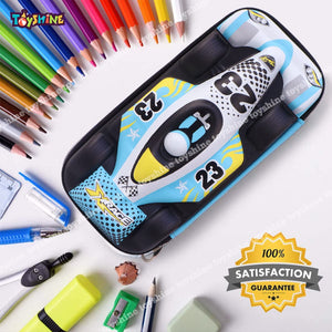 Toyshine 6 Pack of F-Racer Hardtop Pencil Case with Large Compartments School Stationery Box