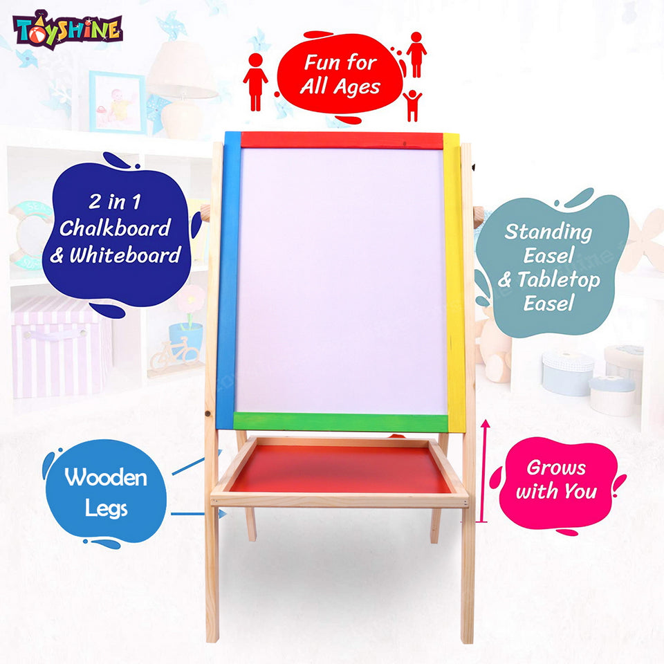 Double-Sided Children's Easel - Whiteboard/Chalkboard