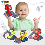 Toyshine Pack of 4 Plastic Construction Vehicle Automobile Car Toy Set, Friction Powered for Babies Toddlers Kids Boys Girls Age 3+ Years Old