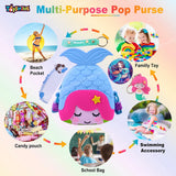 Toyshine Mermaid Shape silicone Purse for Girls Stylish Cross Body Bag with Adjustable Strap with Compact Mirror, Comb and Keychain Included - Blue