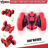 Toyshine Stunt Racing RC Car 4WD Remote Control Car 360 Degree Flips Double Sided Walking Rotating Stunt Car Electric Rechargeable Off Road - Red