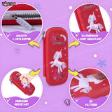 Toyshine 3D EVA Unicorn Pencil Pouch Large Capacity Pencil Pen Organizer Box Pouch Bag with Compartment Student Stationery Box for Age 3+ (Red)