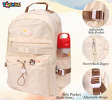 Toyshine Cute Bunny High School Backpacks for Teen Girls Boys, Lightweight Bags for Kids - Cream